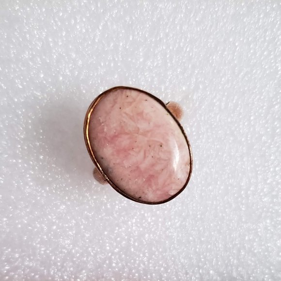 Sz 10 Natural Pink RHODOCHROSITE Ring in solid Copper Artisan Made - Picture 8 of 14